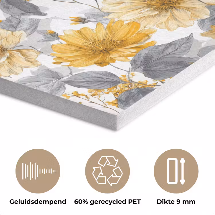 Bloemen - Botanisch - Elegant - Okergeel - Grijs PET vilt klein 837 -closeup_NL