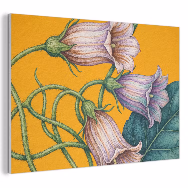 Akoestisch schilderij - Bloemen - Botanisch - Geel - Bloemen - Botanisch - Geel PET vilt klein
