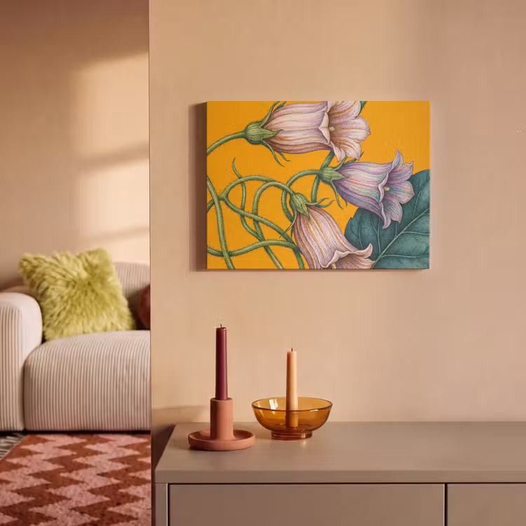 Akoestisch schilderij - Bloemen - Botanisch - Geel - Bloemen - Botanisch - Geel PET vilt klein