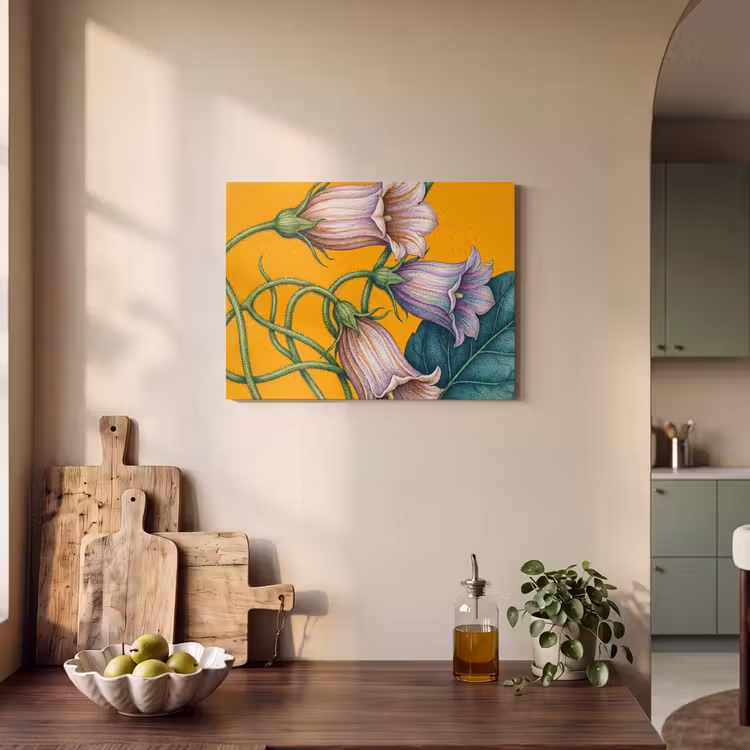 Akoestisch schilderij - Bloemen - Botanisch - Geel - Bloemen - Botanisch - Geel PET vilt klein