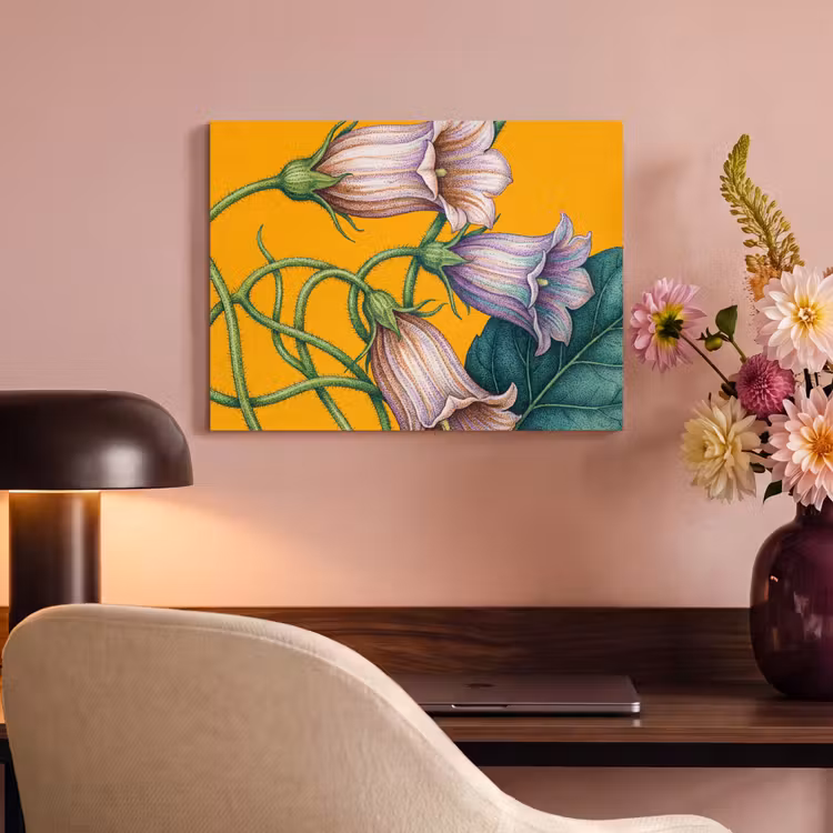 Akoestisch schilderij - Bloemen - Botanisch - Geel - Bloemen - Botanisch - Geel PET vilt klein