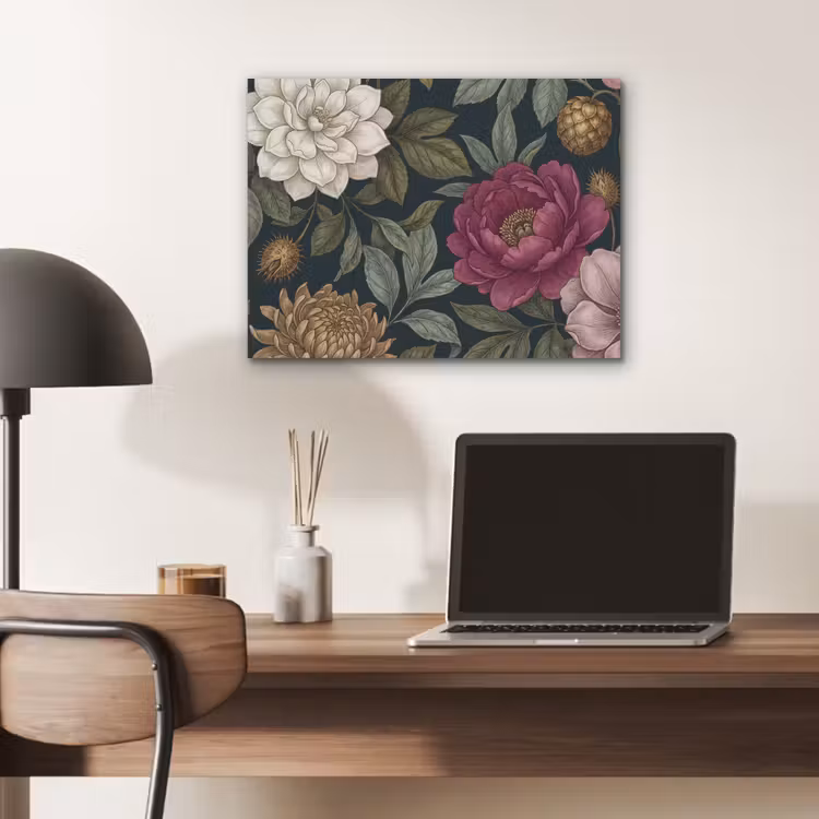Bloemen - Botanisch - Illustratie - Donker - Vintage PET vilt klein -sfeer5