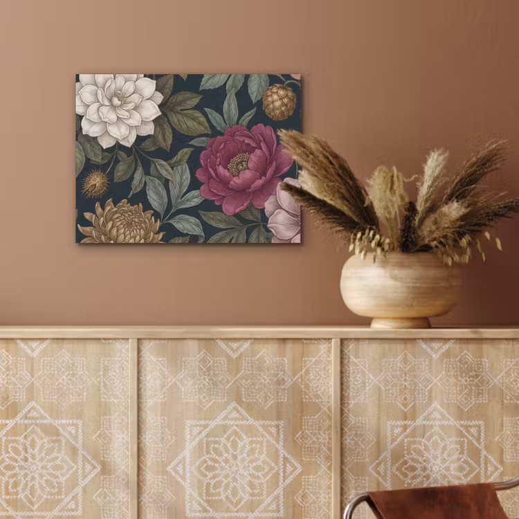 Bloemen - Botanisch - Illustratie - Donker - Vintage PET vilt klein -sfeer4