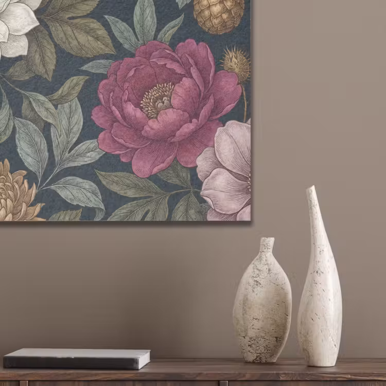 Bloemen - Botanisch - Illustratie - Donker - Vintage PET vilt klein -sfeer6_closeup