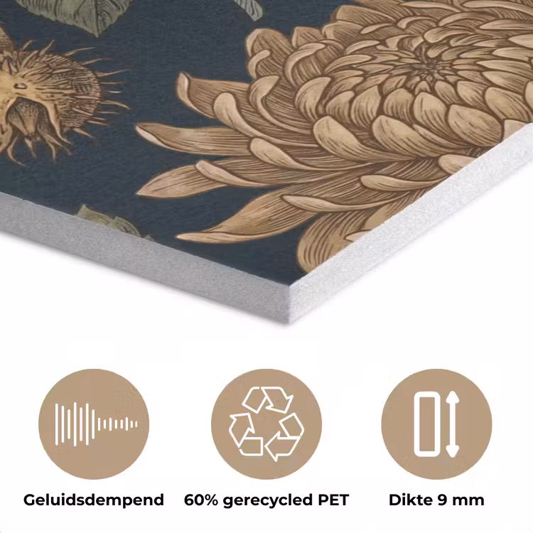 Bloemen - Botanisch - Illustratie - Donker - Vintage PET vilt klein -closeup_NL