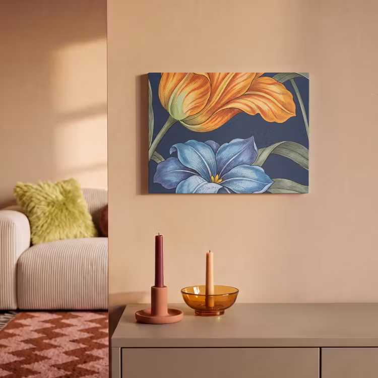 Akoestisch schilderij - Bloemen - Botanisch - Patroon - Bloemen - Botanisch - Patroon PET vilt klein