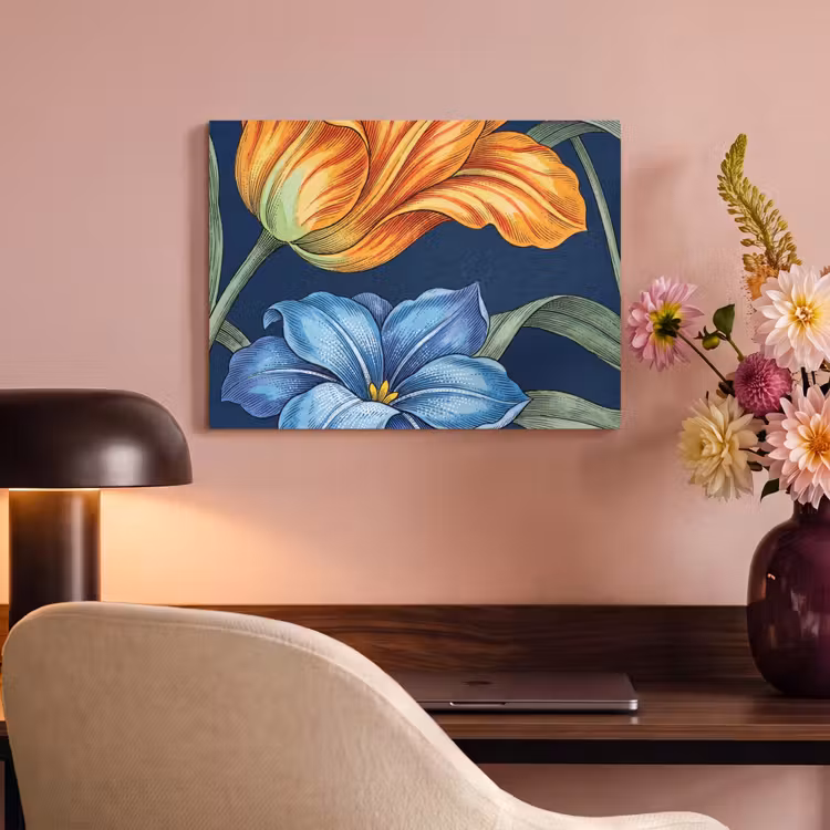 Akoestisch schilderij - Bloemen - Botanisch - Patroon - Bloemen - Botanisch - Patroon PET vilt klein