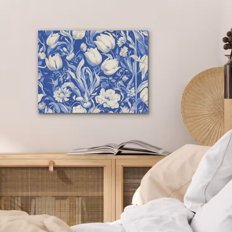 Bloemen - Delfts Blauw - Patroon - Tulp PET vilt klein -sfeer3