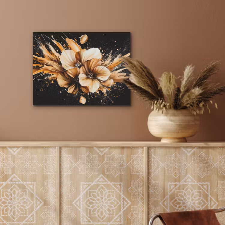 Bloemen - Goud - Graffiti - Zwart - Abstract PET vilt klein -sfeer4