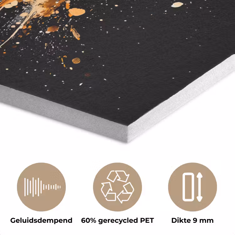Bloemen - Goud - Graffiti - Zwart - Abstract PET vilt klein -closeup_NL