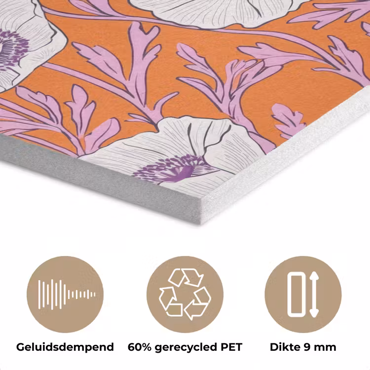 Bloemen - Grafisch - Oranje PET vilt klein 837 -closeup_NL