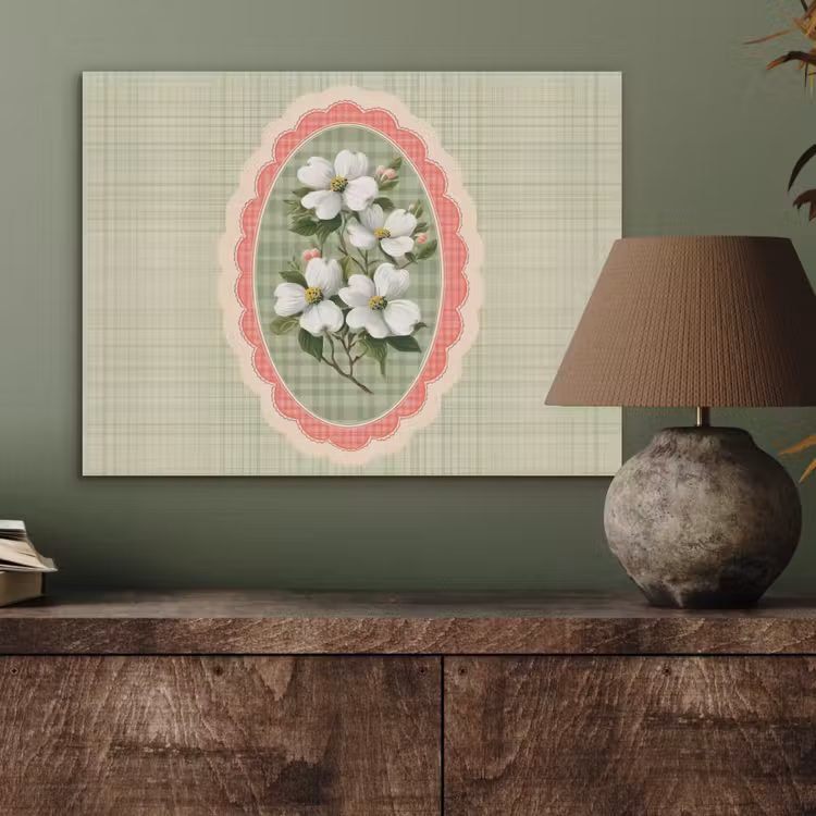 Bloemen - Illustratie - Geruit - Groen PET vilt klein -sfeer2