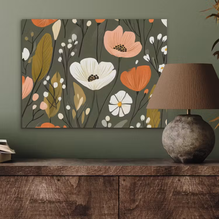 Bloemen - Illustratie - Groen PET vilt klein -sfeer2