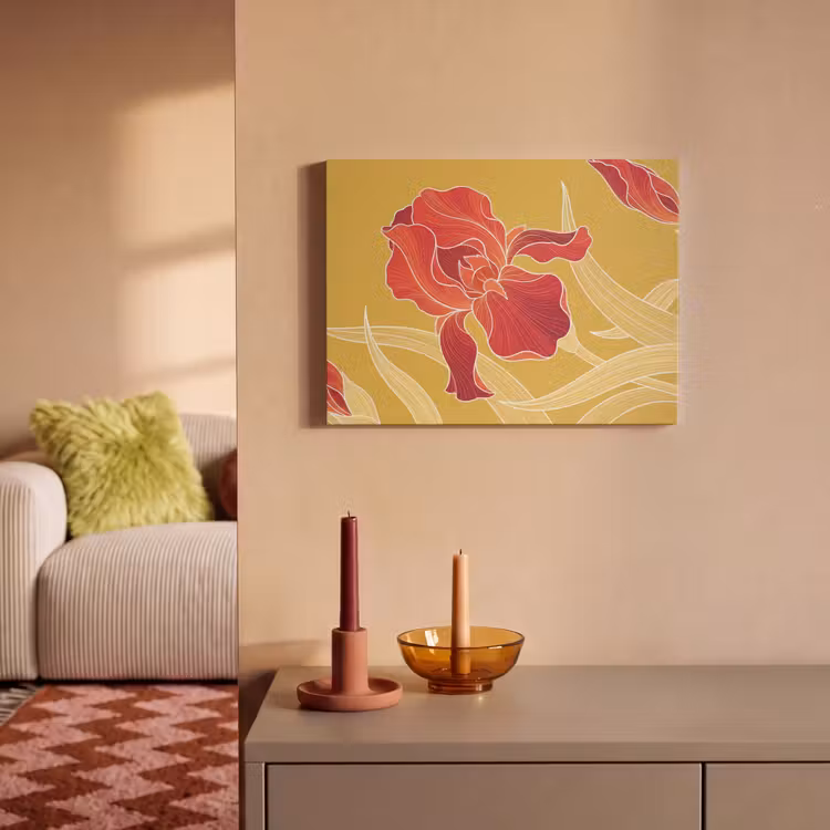 Akoestisch schilderij - Bloemen - Illustratie - Rood - Bloemen - Illustratie - Rood PET vilt klein