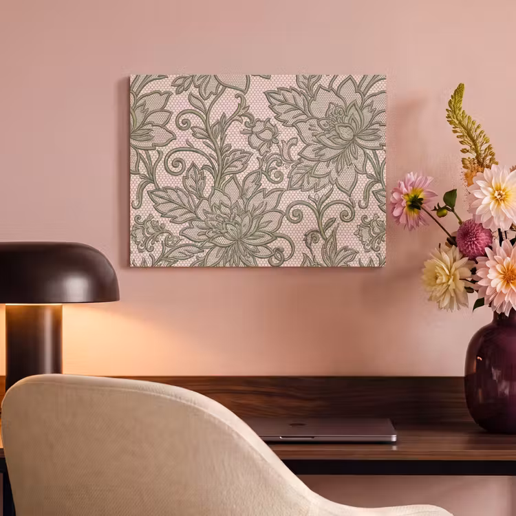 Bloemen - Kant - Patroon - Klassiek - Groen PET vilt klein -sfeer3