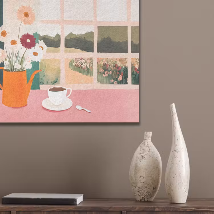 Bloemen - Koffie - Raam PET vilt klein -sfeer6_closeup