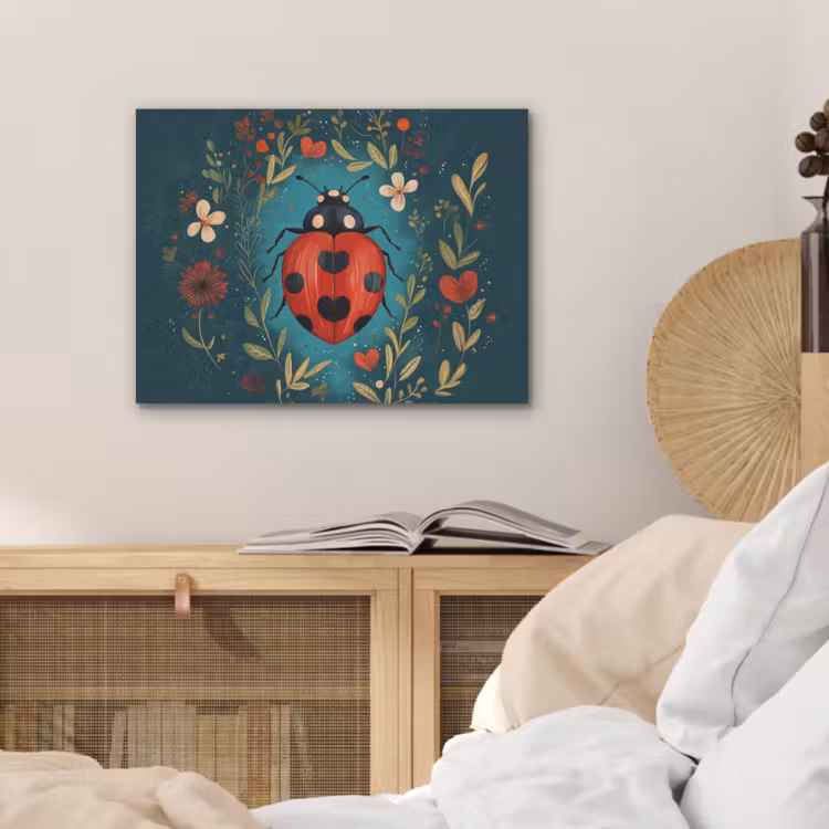 Bloemen - Lieveheersbeestje - Hartje - Rood PET vilt klein -sfeer3