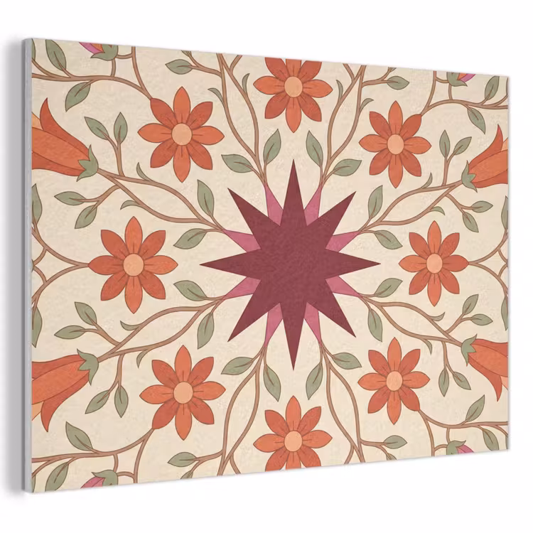 Bloemen - Mandala - Decoratief - Rood PET vilt klein -3d