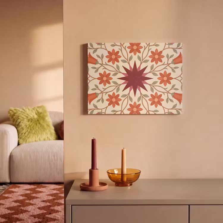 Bloemen - Mandala - Decoratief - Rood PET vilt klein -sfeer1