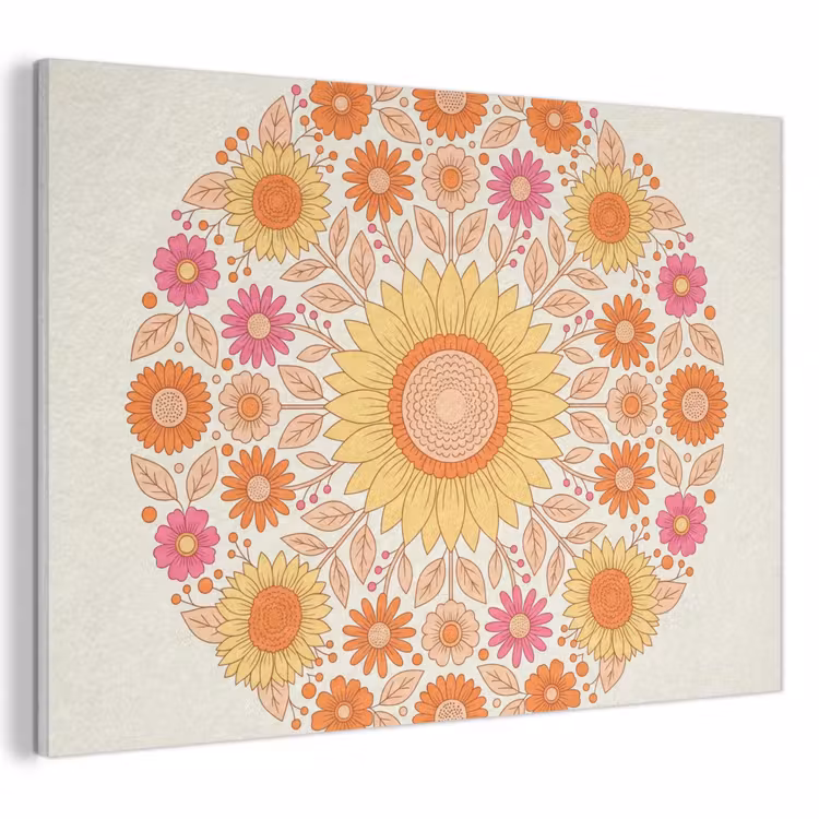 Bloemen - Mandala - Patroon - Kleurrijk PET vilt klein -3d