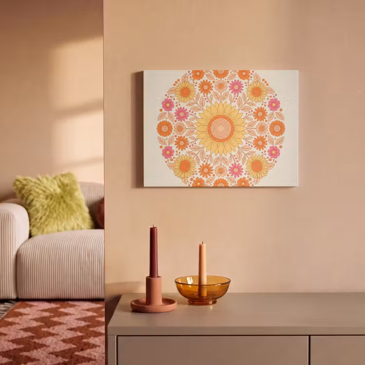 Bloemen - Mandala - Patroon - Kleurrijk PET vilt klein -sfeer1
