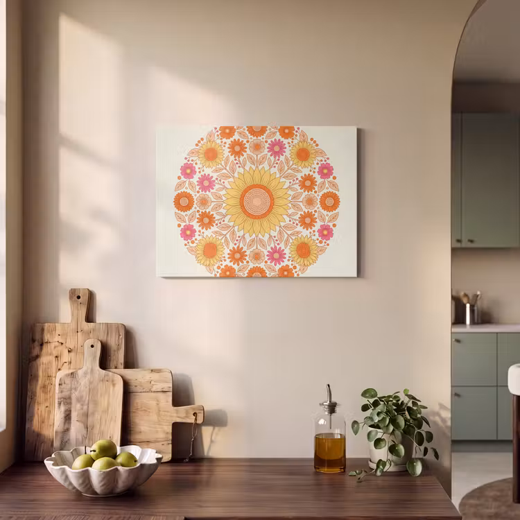 Bloemen - Mandala - Patroon - Kleurrijk PET vilt klein -sfeer2