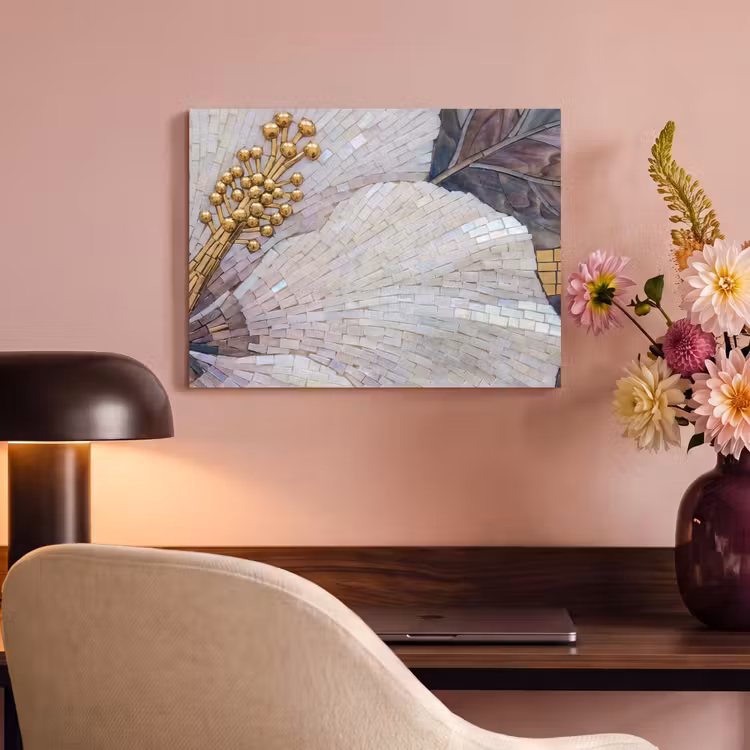 Bloemen - Mozaïek - Kunst - Modern - Goud PET vilt klein -sfeer3