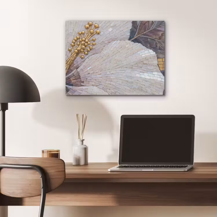 Bloemen - Mozaïek - Kunst - Modern - Goud PET vilt klein -sfeer5