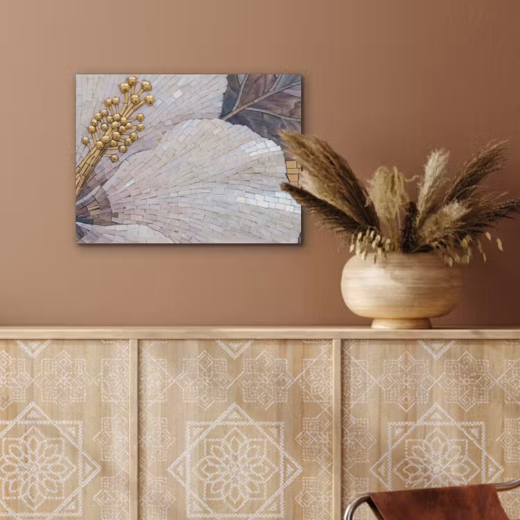 Bloemen - Mozaïek - Kunst - Modern - Goud PET vilt klein -sfeer4