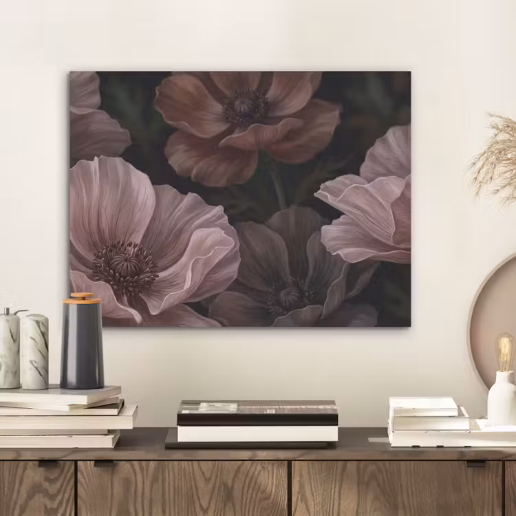 Bloemen - Natuur - Roze - Donker - Modern PET vilt klein -sfeer1