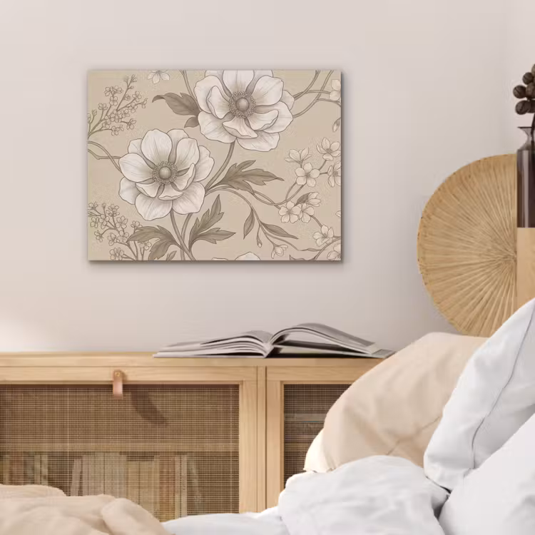 Bloemen - Patroon - Beige PET vilt klein -sfeer3