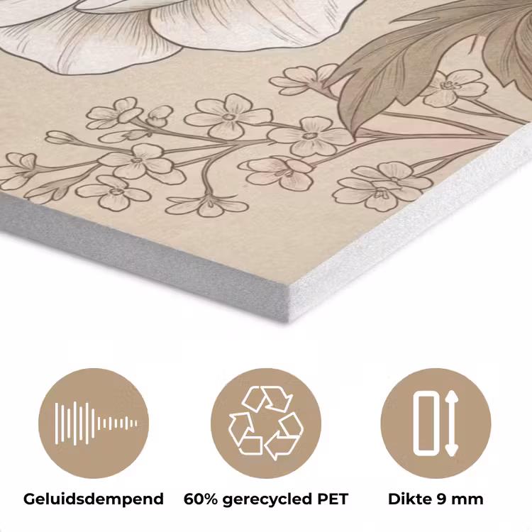 Bloemen - Patroon - Beige PET vilt klein -closeup_NL