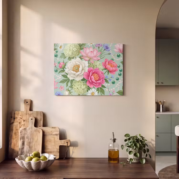 Bloemen - Patroon - Botanisch - Groen PET vilt klein -sfeer2