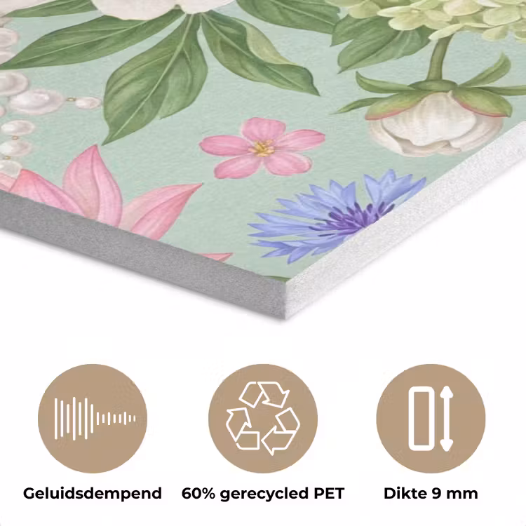 Bloemen - Patroon - Botanisch - Groen PET vilt klein -closeup_NL