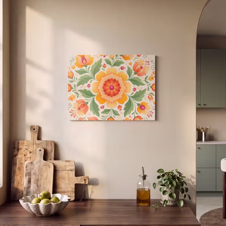 Bloemen - Patroon - Decoratief - Oranje PET vilt klein -sfeer2
