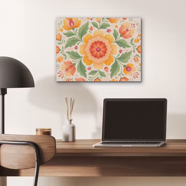Bloemen - Patroon - Decoratief - Oranje PET vilt klein -sfeer5