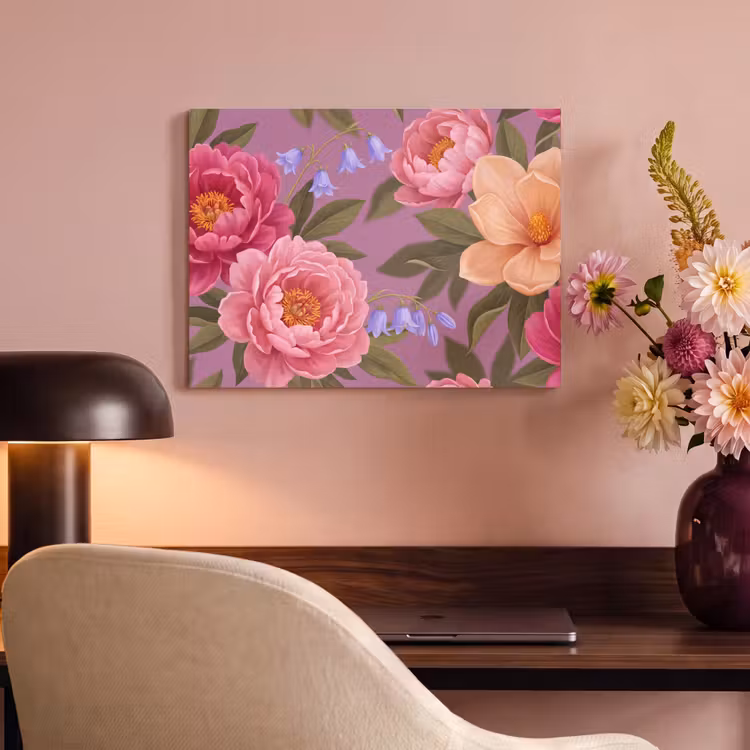 Bloemen - Patroon - Illustratie - Roze PET vilt klein -sfeer3