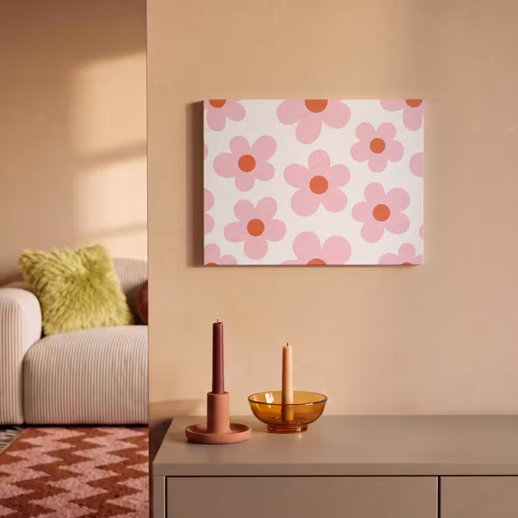Bloemen - Patroon - Modern - Roze - Wit PET vilt klein -sfeer1