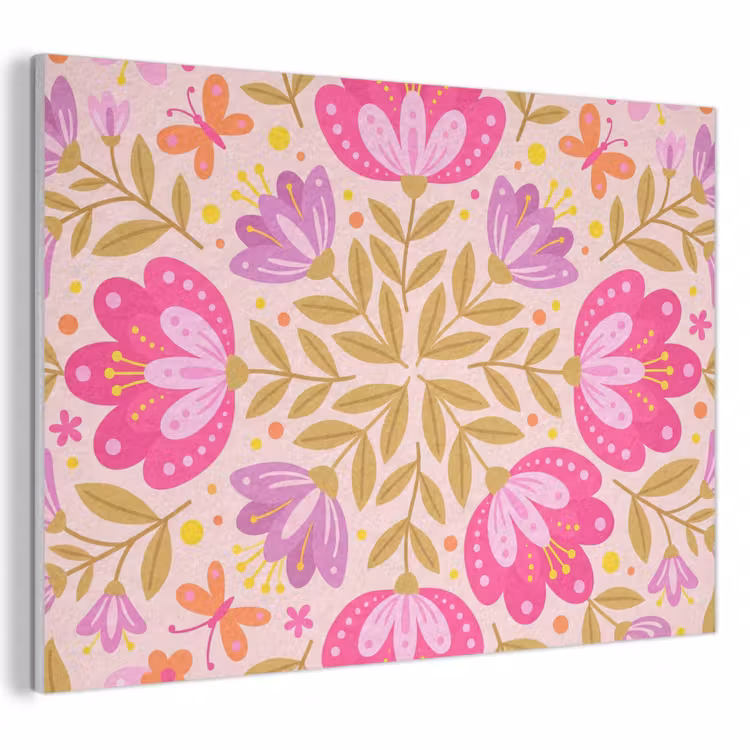 Bloemen - Patroon - Natuur - Abstract - Roze PET vilt klein -3d