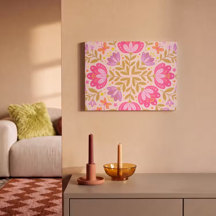 Bloemen - Patroon - Natuur - Abstract - Roze PET vilt klein -sfeer1