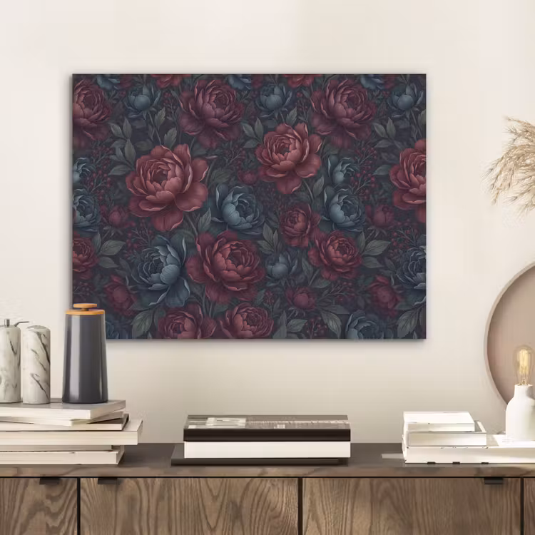 Bloemen - Patroon - Natuur - Klassiek - Donker PET vilt klein -sfeer1