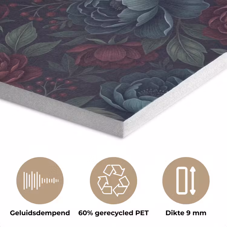 Bloemen - Patroon - Natuur - Klassiek - Donker PET vilt klein -closeup_NL