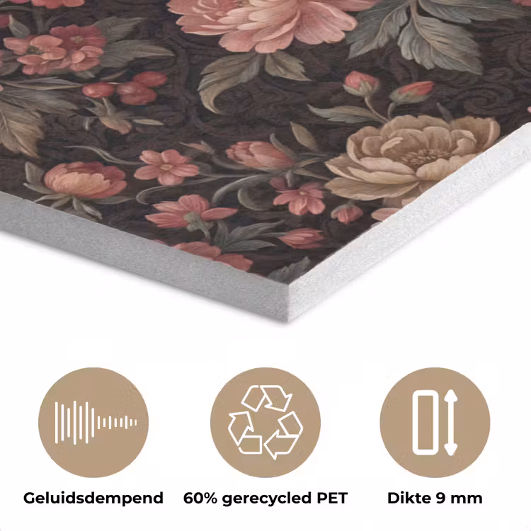Bloemen - Patroon - Natuur - Vintage - Roze PET vilt klein -closeup_NL