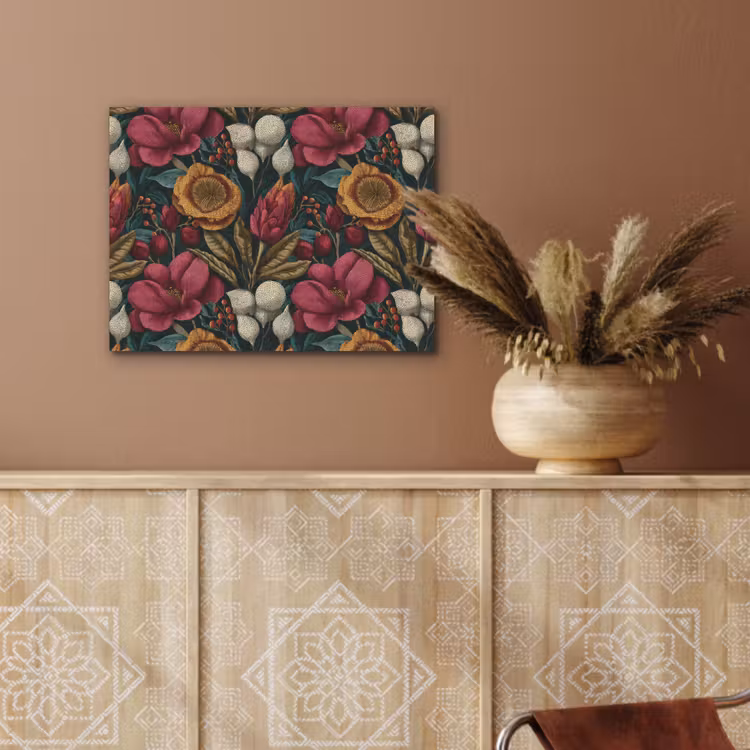 Bloemen - Patroon - Rood - Goud PET vilt klein 837 -sfeer4
