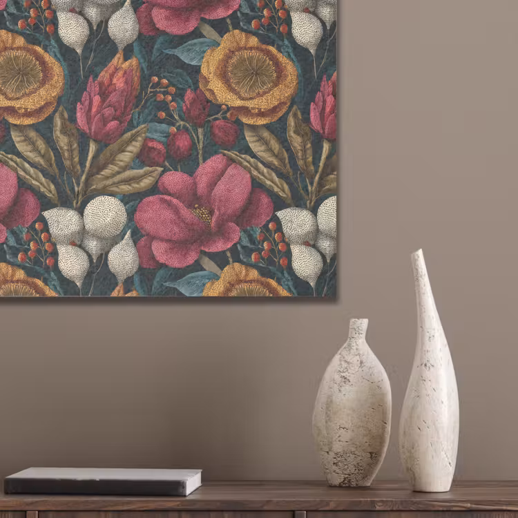 Bloemen - Patroon - Rood - Goud PET vilt klein 837 -sfeer6_closeup