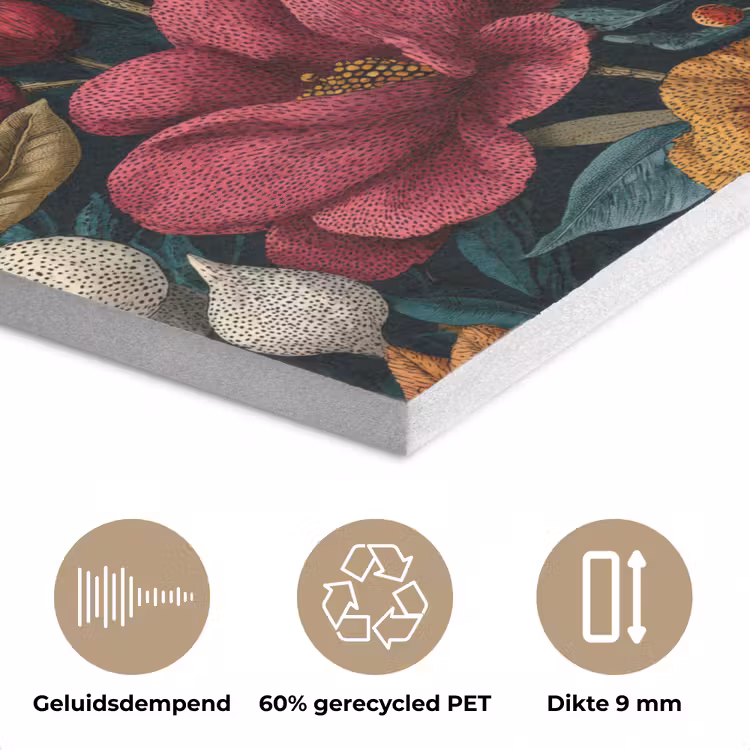 Bloemen - Patroon - Rood - Goud PET vilt klein 837 -closeup_NL