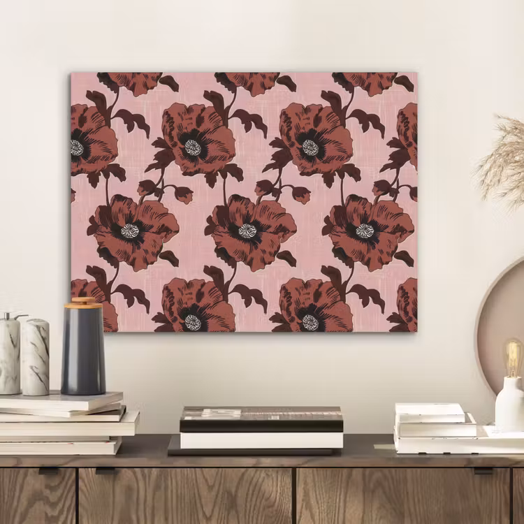 Bloemen - Retro - Rood PET vilt klein 837 -sfeer1