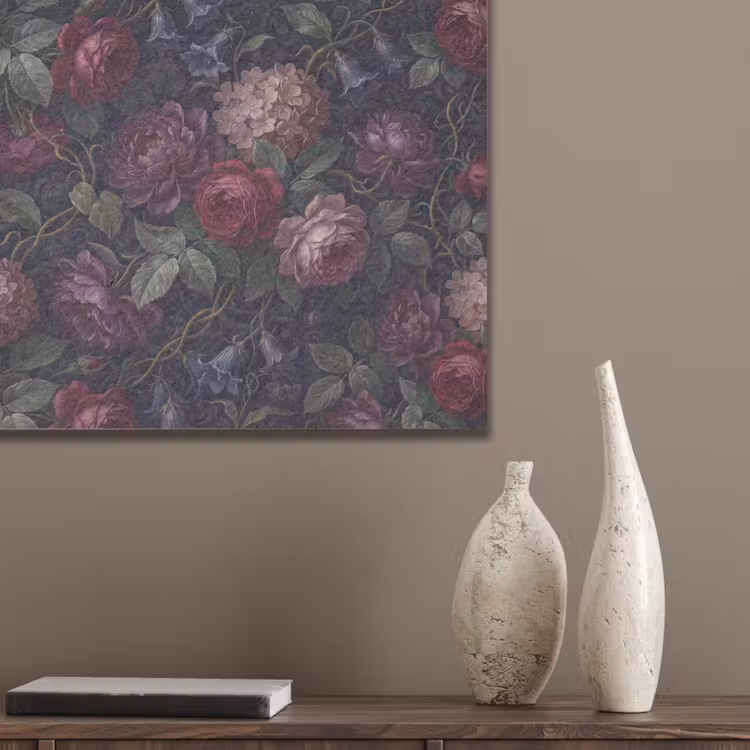 Bloemen - Rood - Klassiek - Donker - Patroon PET vilt klein -sfeer6_closeup