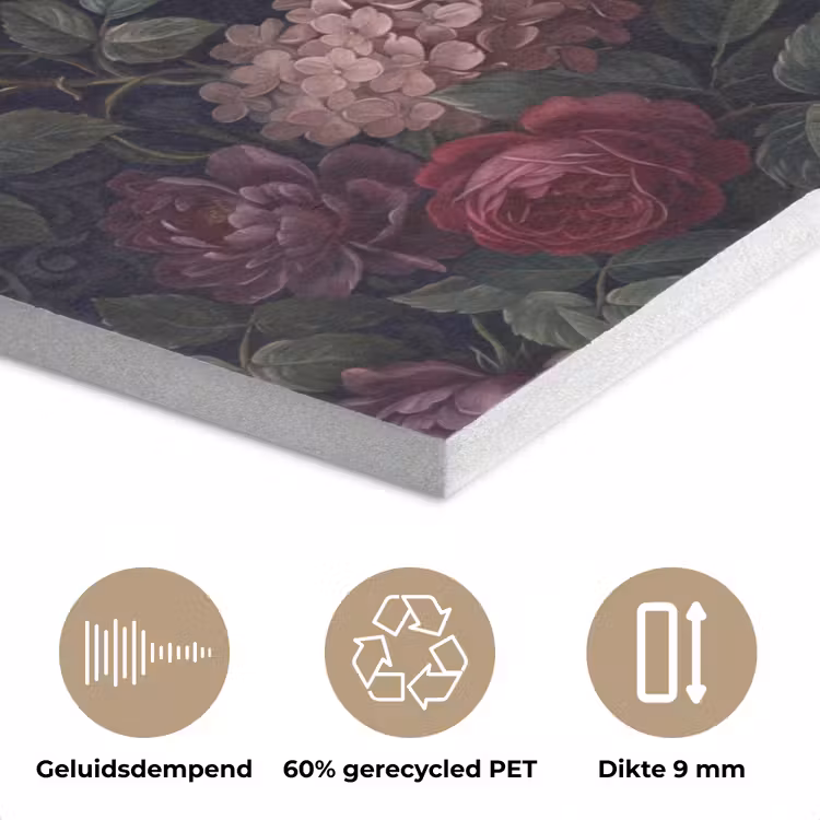 Bloemen - Rood - Klassiek - Donker - Patroon PET vilt klein -closeup_NL