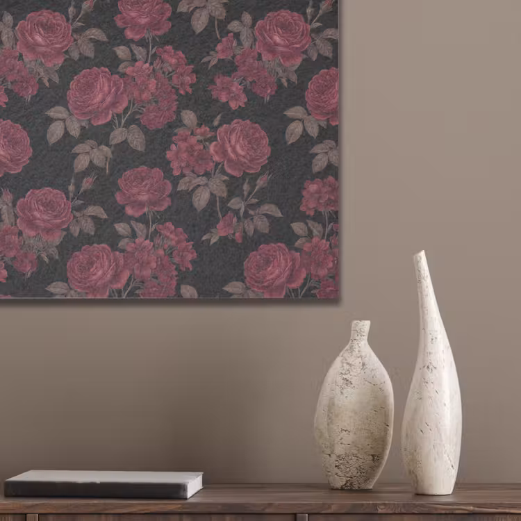 Bloemen - Roos - Patroon - Klassiek - Rood PET vilt klein -sfeer6_closeup